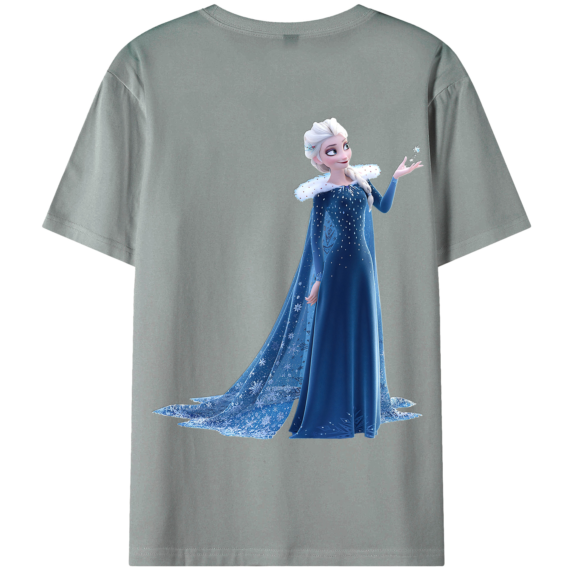 （画像用） アナと雪の女王 アンナ エルサ Frozen Anna Elsa 綿100％ メンズ半袖Tシャツ（バックプリント） 通気性